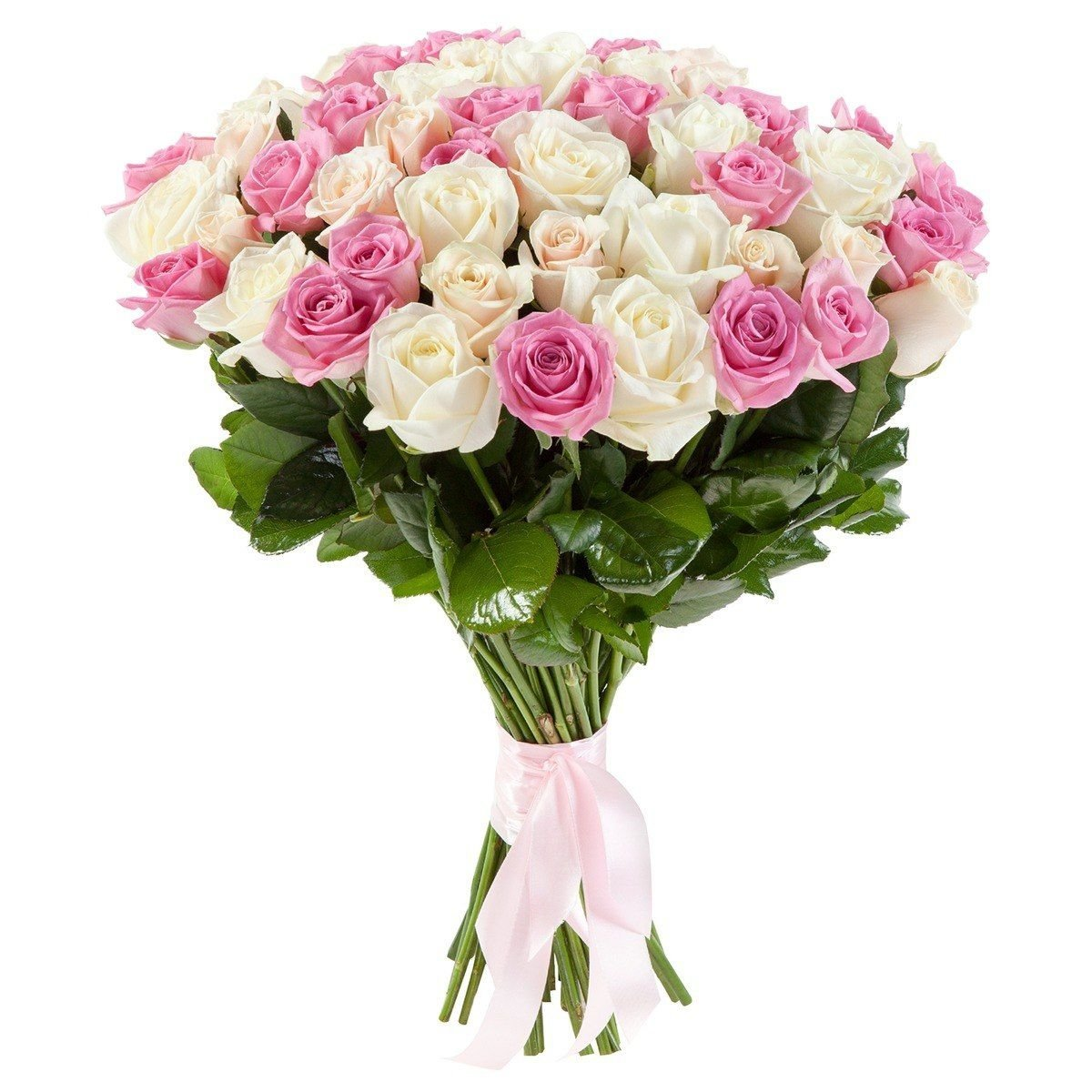 21 Pink Roses & 28 White Roses Bouquet